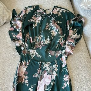 ASOS Midi Dress with Blouson Bodice in Vintage Floral Print